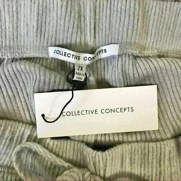 Collective Concepts Ribbed Joggers in Heather Grey - Picture 7 of 7